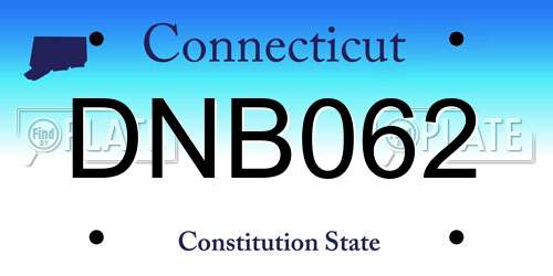 DNB062 Connecticut License Plate