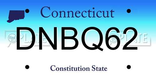 DNBQ62 Connecticut License Plate