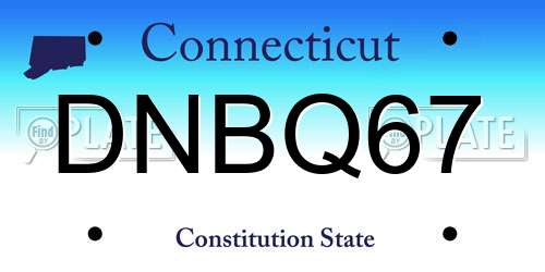 DNBQ67 Connecticut License Plate