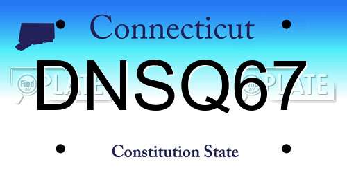DNSQ67 Connecticut License Plate