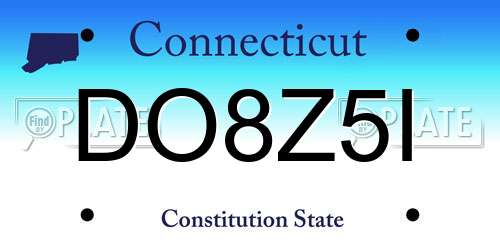 DO8Z5I Connecticut License Plate