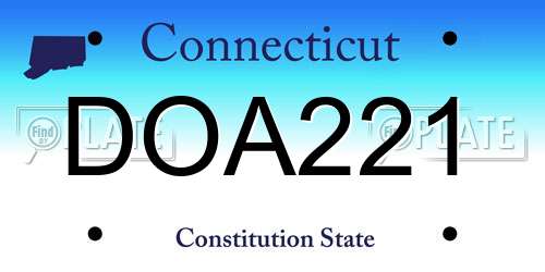DOA221 Connecticut License Plate