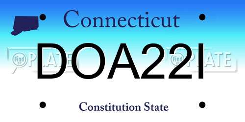 DOA22I Connecticut License Plate