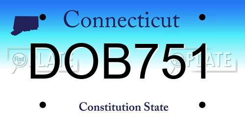 DOB751 Connecticut License Plate