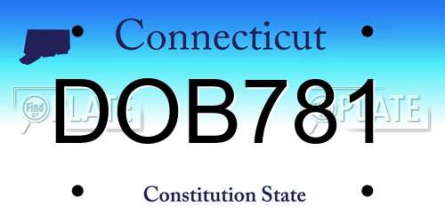 DOB781 Connecticut License Plate