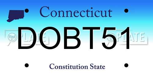 DOBT51 Connecticut License Plate