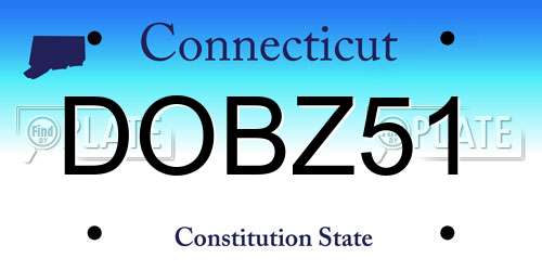 DOBZ51 Connecticut License Plate