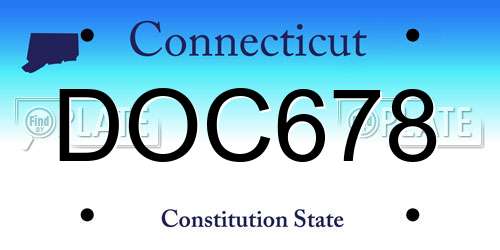 DOC678 Connecticut License Plate