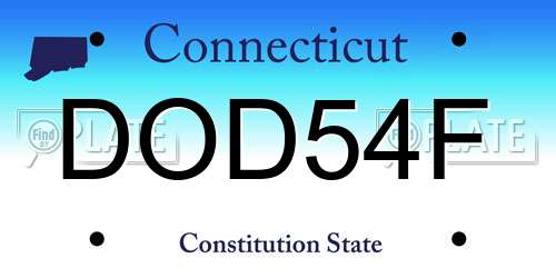 DOD54F Connecticut License Plate