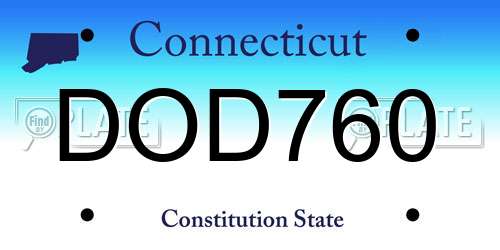 DOD760 Connecticut License Plate