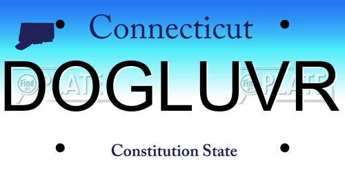 DOGLUVR Connecticut License Plate