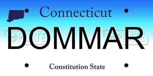 DOMMAR Connecticut License Plate