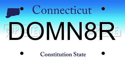 DOMN8R Connecticut License Plate