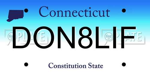 DON8LIF Connecticut License Plate