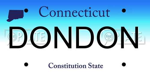 DONDON Connecticut License Plate