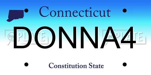 DONNA4 Connecticut License Plate