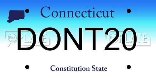 DONT20 Connecticut License Plate