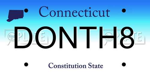 DONTH8 Connecticut License Plate