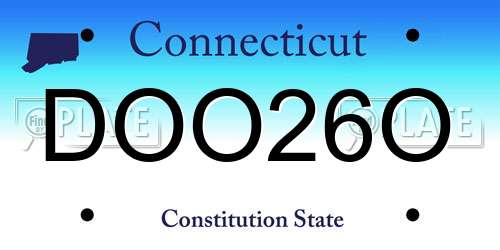 DOO26O Connecticut License Plate