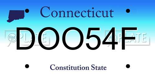 DOO54F Connecticut License Plate