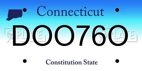DOO76O Connecticut License Plate
