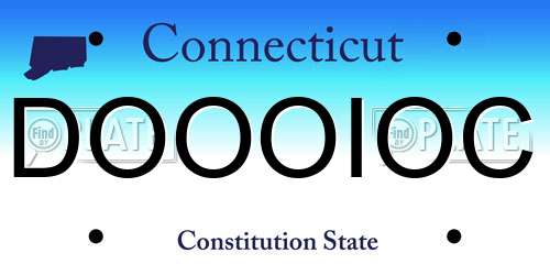 DOOOIOC Connecticut License Plate