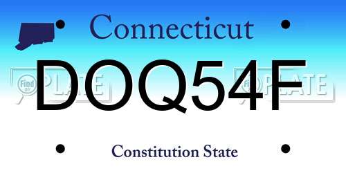 DOQ54F Connecticut License Plate
