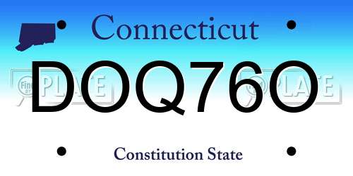 DOQ76O Connecticut License Plate