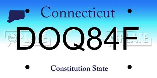 DOQ84F Connecticut License Plate