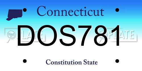 DOS781 Connecticut License Plate