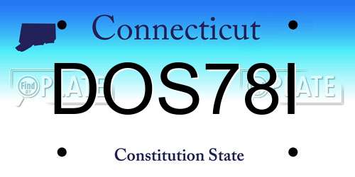 DOS78I Connecticut License Plate