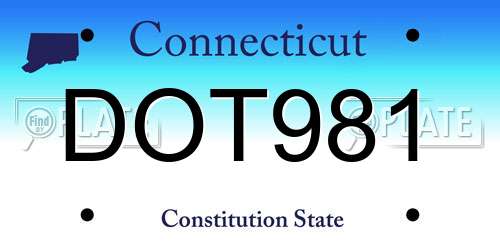 DOT981 Connecticut License Plate