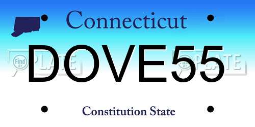 DOVE55 Connecticut License Plate