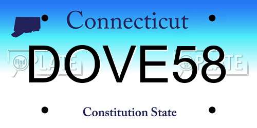 DOVE58 Connecticut License Plate