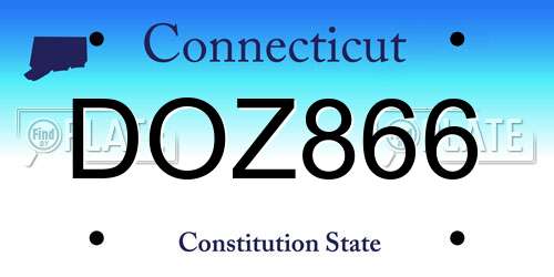 DOZ866 Connecticut License Plate