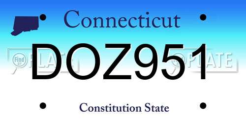DOZ951 Connecticut License Plate