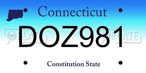 DOZ981 Connecticut License Plate