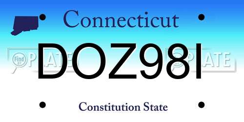 DOZ98I Connecticut License Plate