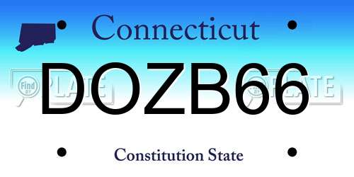 DOZB66 Connecticut License Plate