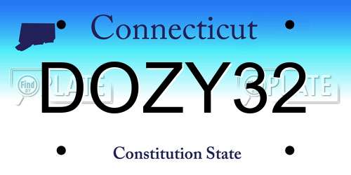 DOZY32 Connecticut License Plate