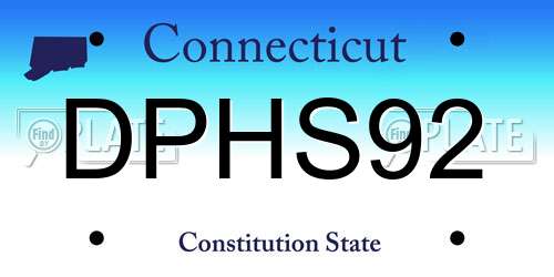 DPHS92 Connecticut License Plate