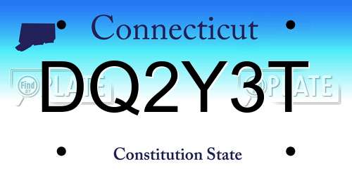 DQ2Y3T Connecticut License Plate