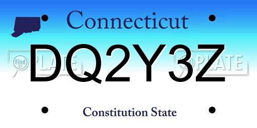 DQ2Y3Z Connecticut License Plate