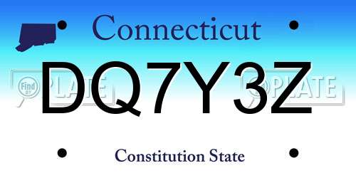 DQ7Y3Z Connecticut License Plate