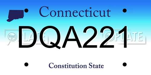 DQA221 Connecticut License Plate