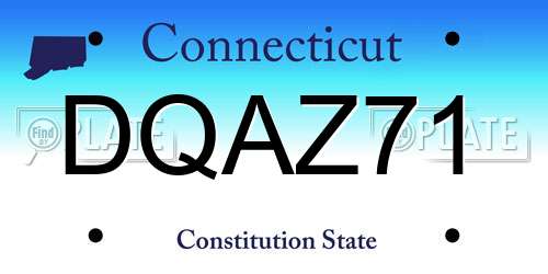 DQAZ71 Connecticut License Plate