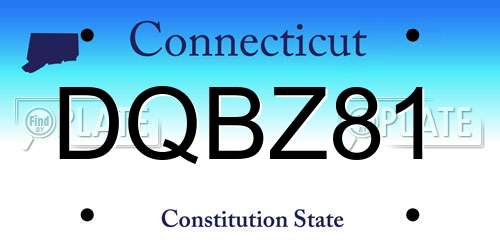 DQBZ81 Connecticut License Plate