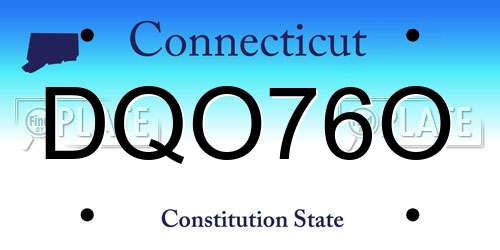 DQO76O Connecticut License Plate