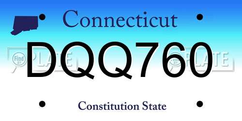 DQQ760 Connecticut License Plate
