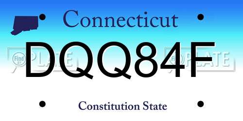 DQQ84F Connecticut License Plate